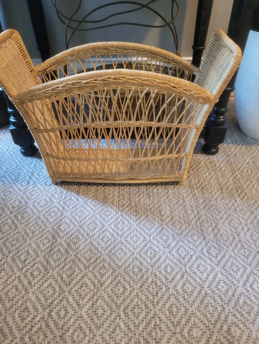 Natural Wicker Magazine Rack - Natural Color. Versatile Multiple Uses In Home